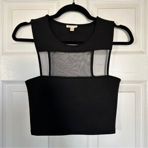 3/$20 Silence + Noise Black Mesh Crop Top S